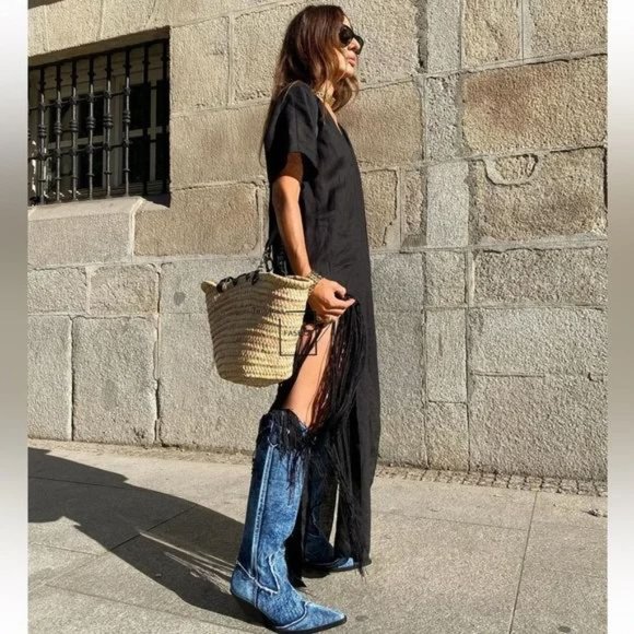 ZARA DENIM COWBOY BOOTS - Picture 5 of 11